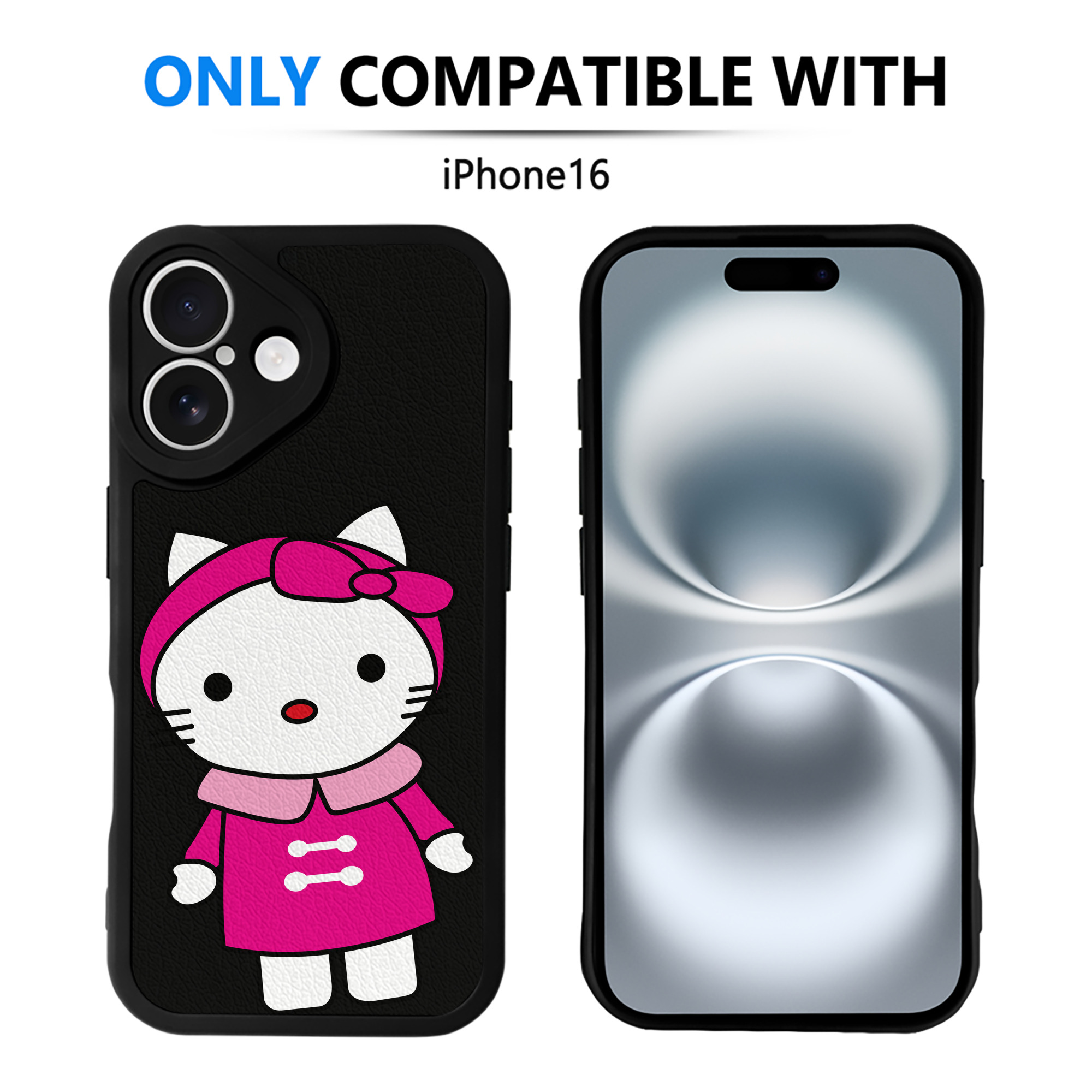 （画像用） Hello Kitty ハローキティ 【iPhone 16シリーズ対応】シリコンスマホケース（レザー調） 材質：シリコン